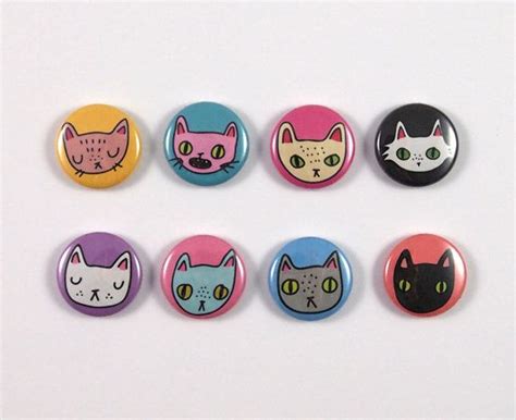 Eight Cat Badges Cat Badges Cat Pins Eight Cat Pins I Etsy Cat