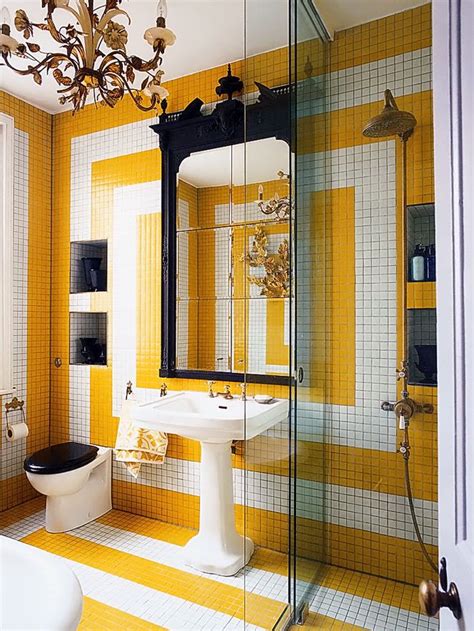 How to design a yellow kitchen. #tile in #bathroom #yellow | Yellow bathrooms, Yellow bathroom decor, Bathroom inspiration