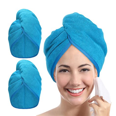 Youlertex Microfiber Hair Towel Wrap For Women 2 Pack 10 Inch X 26 Inch Super