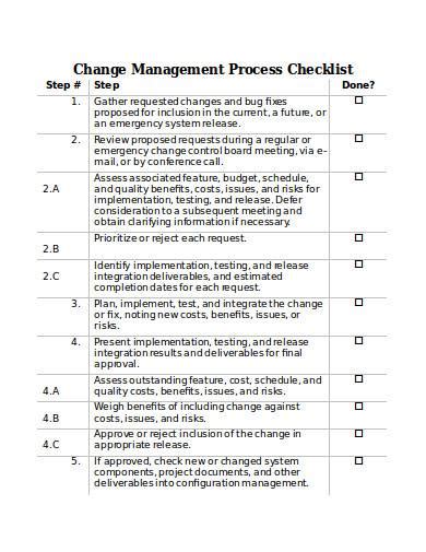 Free 8 Change Management Checklist Samples In Pdf Doc