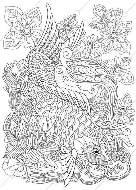 You'll see floral, animal, circular, geometric, and more unique mandalas in all sorts of shapes and sizes. Coloring pages for adults. Koi Carp. Gold Fish. Wealth Symbol. Adult coloring pages. Digital jpg ...