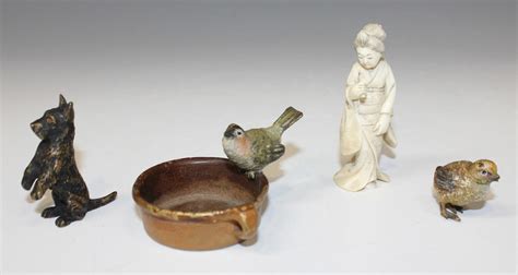 An Early Th Century Austrian Cold Painted Cast Bronze Model Of A Bird