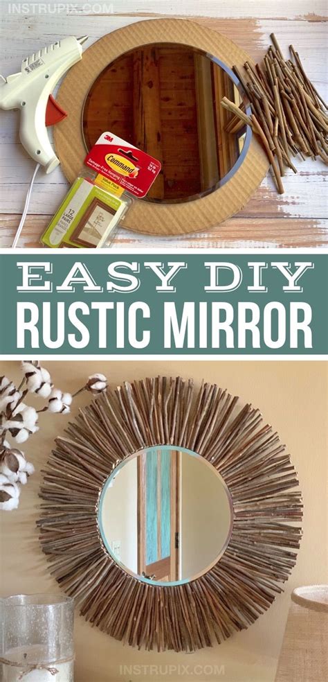 DIY Stick Framed Round Mirror In 2020 Easy Diy Home Diy Diy Round