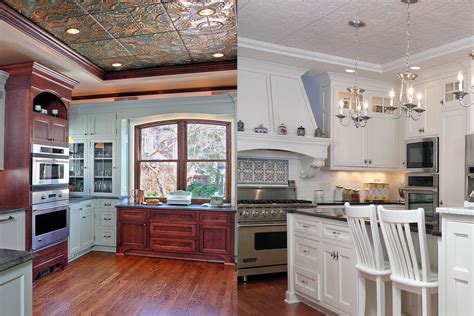 Faux tin ceiling tiles are super affordable and easy to use on a kitchen island. Tray Ceiling Archives - Bartelt Remodeling