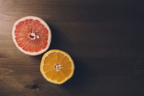 Grapefruit And Orange Cut In Half 2 Free Stock Photo
