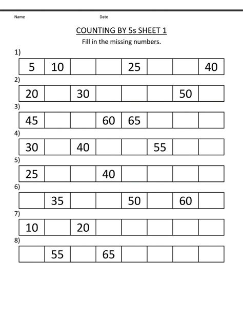 Count By 5 Worksheet Kids Learning Activity Counting By 5s