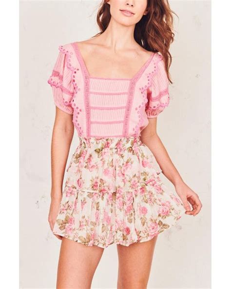 Loveshackfancy Silk Ruffle Mini Skirt In Pink Lyst