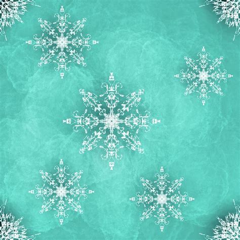 Snowflakes On A Teal Background Digital Art By Gabi Kinnick