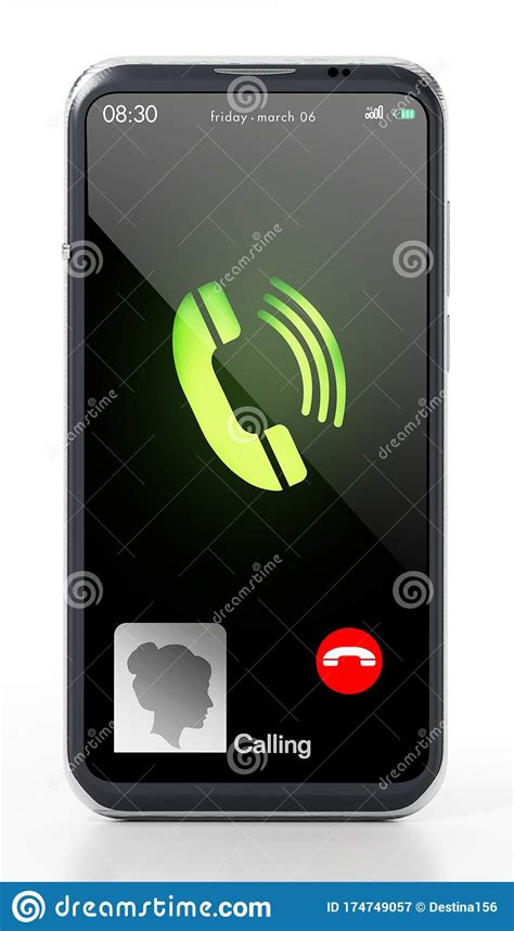 Fictitious Smartphone Call Screen And Icons 3d Illustration Stock
