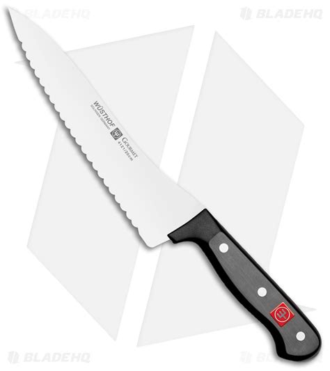 Wusthof Gourmet Offset Deli Knife Black 8 Satin Serrated Blade Hq