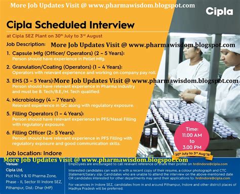 Cipla Limited Walk In Interview For Multiple Positions On 30th July