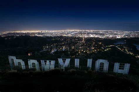 Overlooking Hollywood At Night Editorial Image Image Of Beautiful