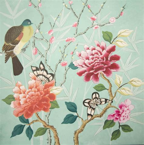 Hand Painted Chinoiserie Inspired By 18th Century Chinese Wallpapers