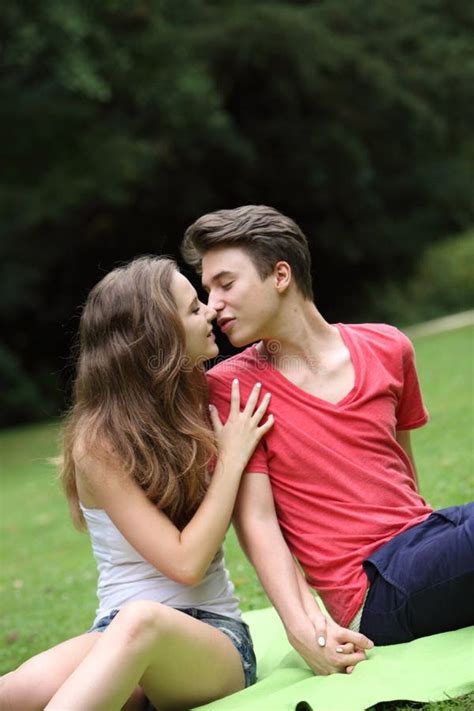 Romantic Young Teenage Couple Kissing Stock Images Image 32909784