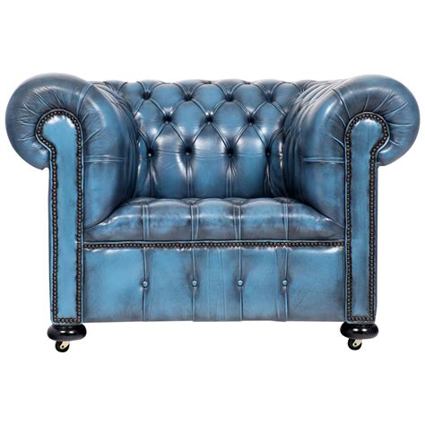 Buy leather chairs and get the best deals at the lowest prices on ebay! Vintage Steel Blue Leather Chesterfield Club Chair at 1stdibs