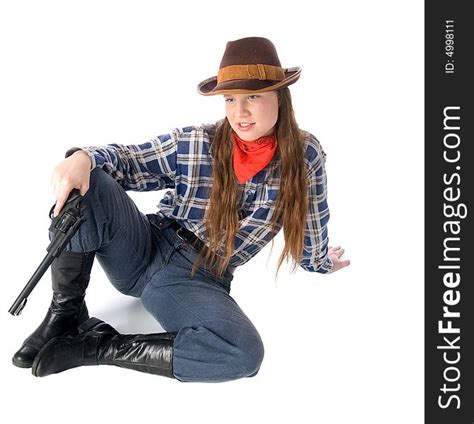Cowgirl With Gun Sitting Free Stock Images And Photos 4998111