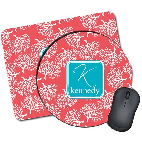 Coral And Teal Mouse Pad Personalized Youcustomizeit