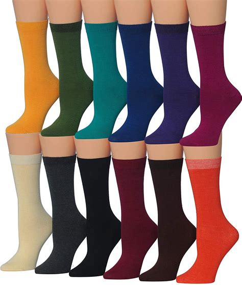 Tipi Toe Tipi Toe Womens 12 Pairs Solid Colored Crew Socks Sock Size 9 11 Fits Shoe Size 5