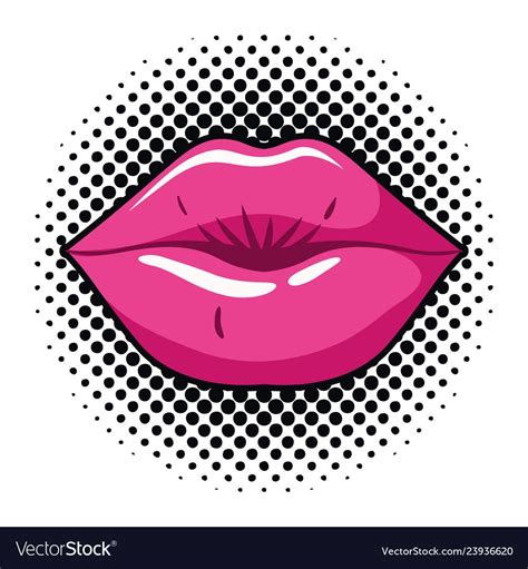 Female Lips Pop Art Style Isolated Icon Vector Illustration Desing