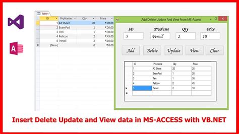 Insert Delete Update And View Data In Ms Access With Vb Net Vb Net Tutorial Youtube