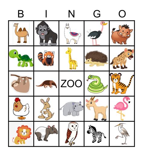 Bronx Zoo Bingo Card