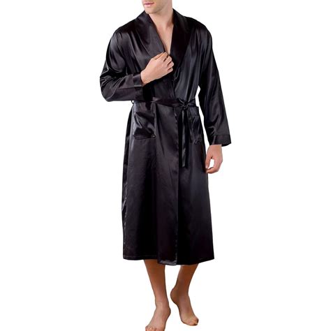 Buy Lus Chic Mens Satin Robes Long Sleeve Robes Spa Lightweight Short