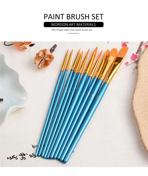 10pcsset Watercolor Gouache Paint Brushes Different Shape Round