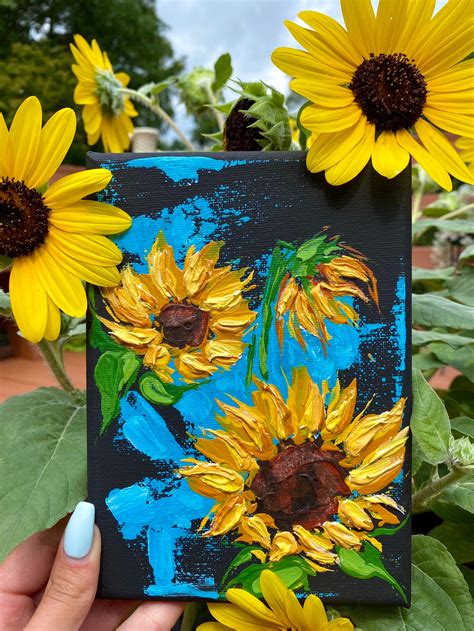 Sunflowers Palette Knife Painting Etsy