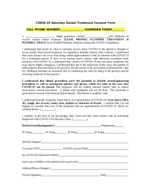 Covid Saturday Dental Treatment Consent Doc Template Pdffiller