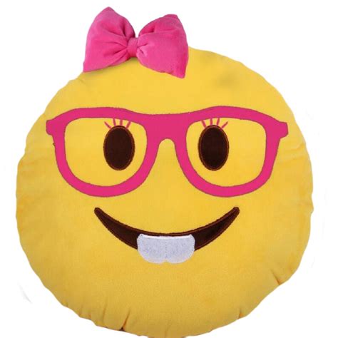Emoji Nerd Girl Version 2 Plush Pillow
