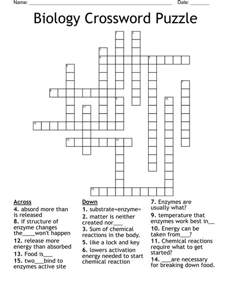 Biology Crossword Puzzle Wordmint