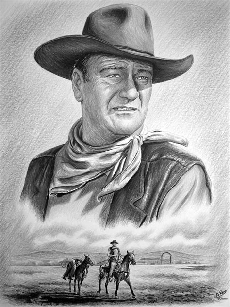 John Wayne Captured Graphite Drawing On Canford Card In 2019 John