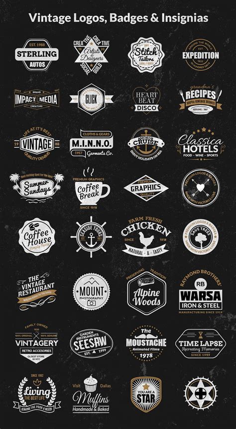 Vintage Logos Badges Insignias Kit Vol1 Logotipos Vintage Logos