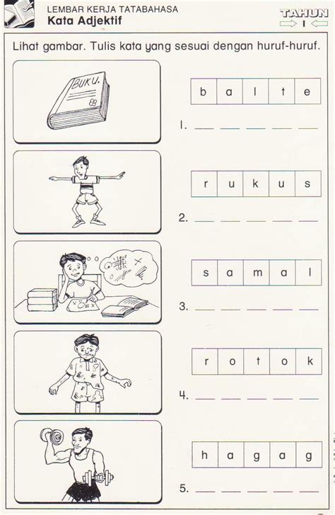 Image Result For Latihan Kata Adjektif Tahun Malay Language Preschool Worksheets Tuition