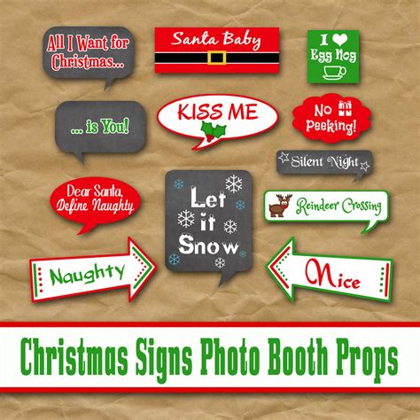 Christmas Signs Photo Booth Props Printable Includes Images In Jpeg