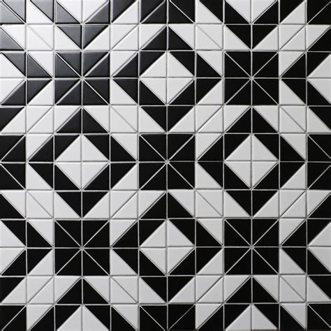 Artistic 2 Black White Triangle Tile Porcelain Floor Tile Patterns