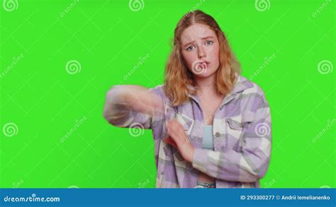 Caucasian Woman Pointing Finger Away Asking To Leave Her Alone Strict