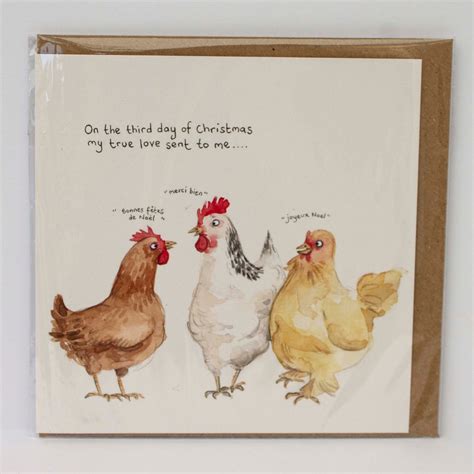 Three French Hens Christmas Card Funny Christmas Card Etsy