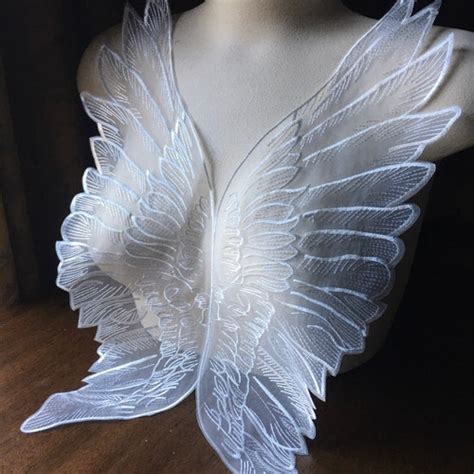White Angel Wing Applique Pair In Organza For Bridal Etsy Canada