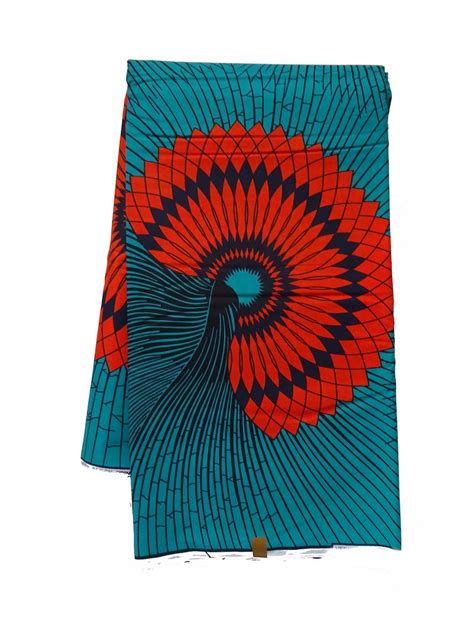 African Fabric By The Yard Ankara Fabric Orange Turquoise Etsy