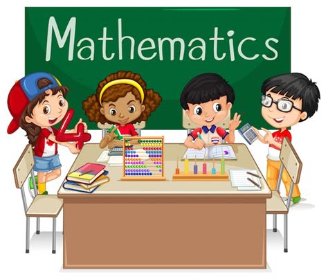 Materia Escolar Para Matemáticas Con Niños En Clase Vector Premium