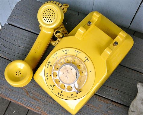 Mustard Yellow 1950s Rotary Telephone