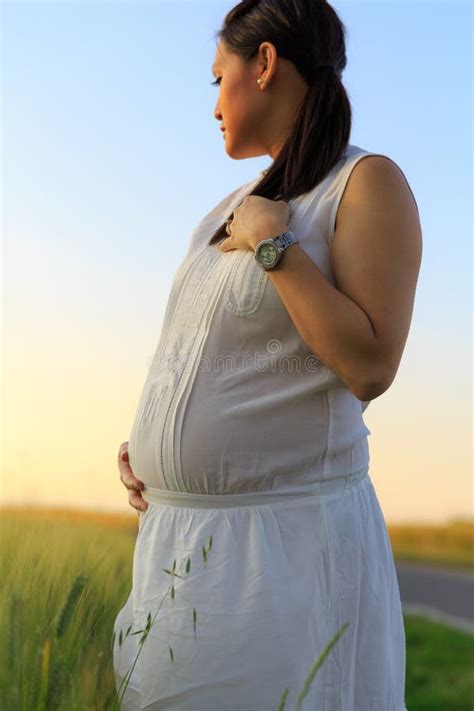 Pregnant Woman Outdoors Stock Photo Image Of Expect