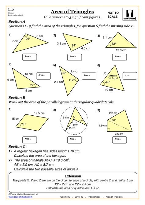 Unit 8 right triangles and trigonometry study guide. Area Of A Triangle Free Printable Worksheets - Learning ...