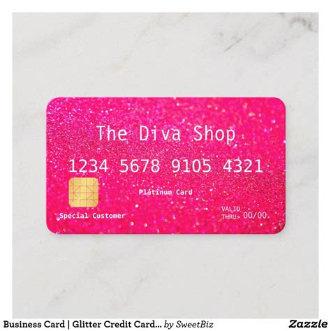 Credit card payment (logo image of cards). Business Card | Glitter Credit Card Pink | Zazzle.com | Credit card design, Business credit ...