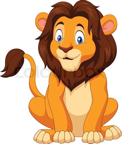 Vector Illustration Of Cartoon Happy Lion Sitting Stock