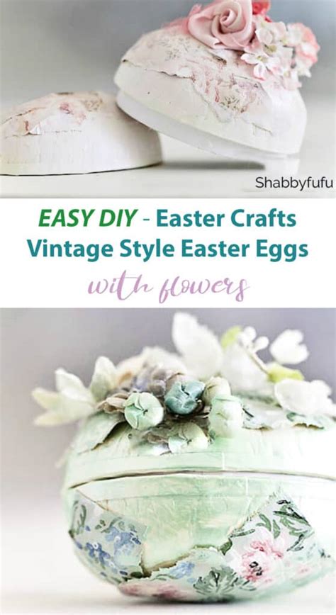 Easter Crafts Vintage Flowers Easter Eggs