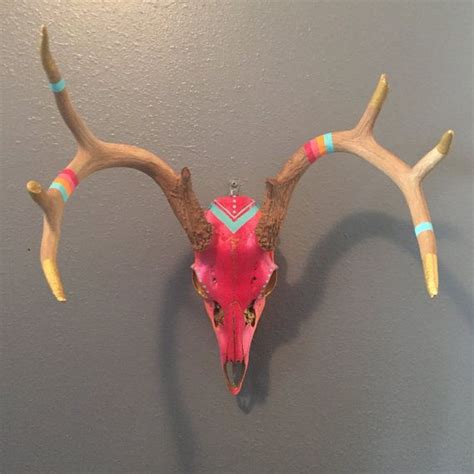 Hand Painted Deer Skull Deer Skull Art Painted Deer Skulls Cow