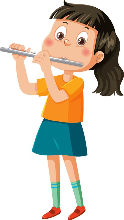 A Girl Playing Flute Cartoon Character 12723729 Vector Art At Vecteezy