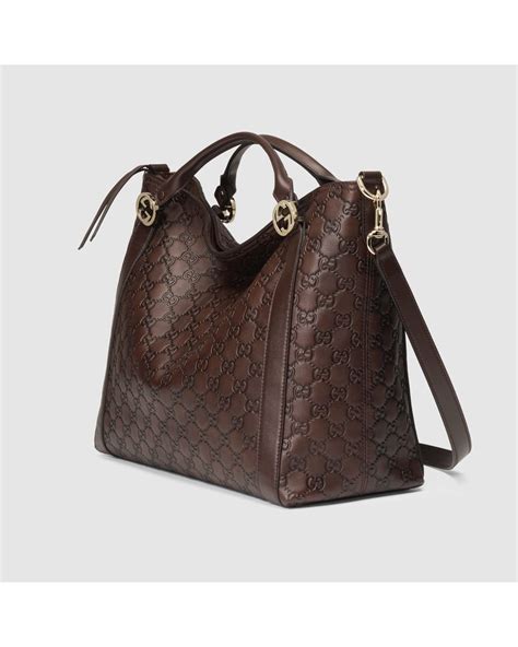 Gucci Miss Gg Ssima Leather Top Handle Bag In Brown Lyst
